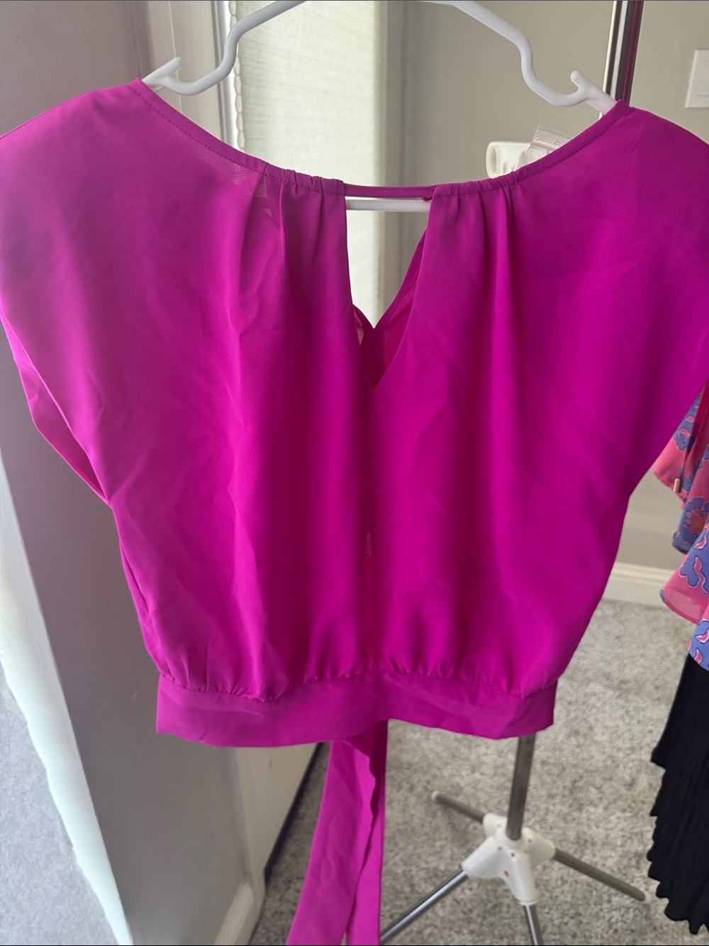 Flying Tomato Fuchsia Keyhole-Back Blouse